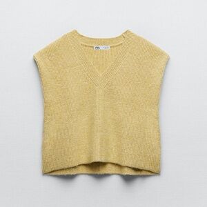 Zara Light Yellow Knit Sweater Vest